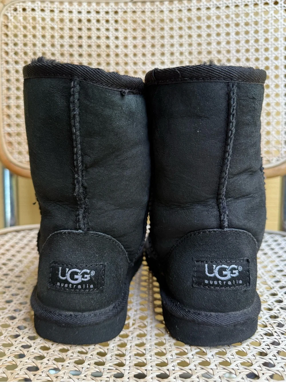 UGG Australia Classic Short Kids Size 2 Black Sheepskin Boots